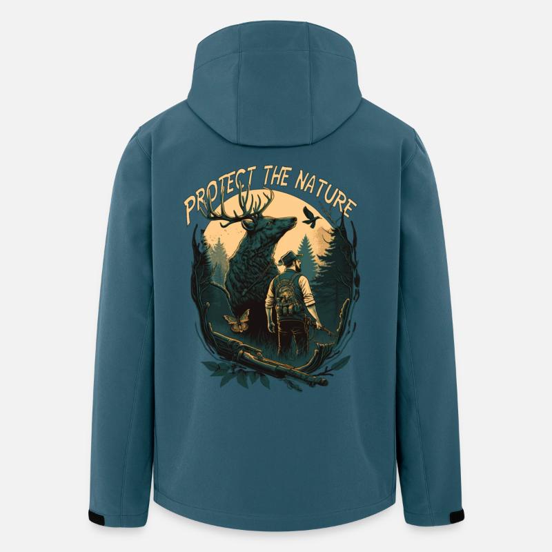 Jäger mit Tieren im Wald - Recycelte Männer Softshell-Jacke von Stanley/Stella - Dunkles Petrol