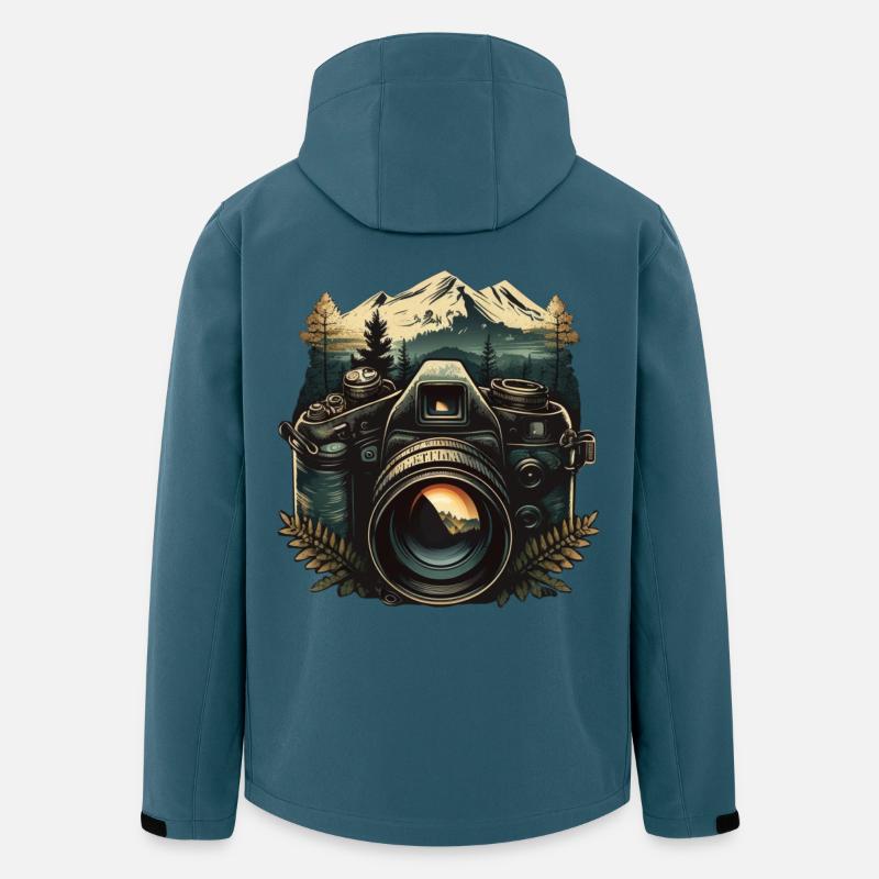 Fotokamera in den Bergen - Recycelte Männer Softshell-Jacke von Stanley/Stella - Dunkles Petrol