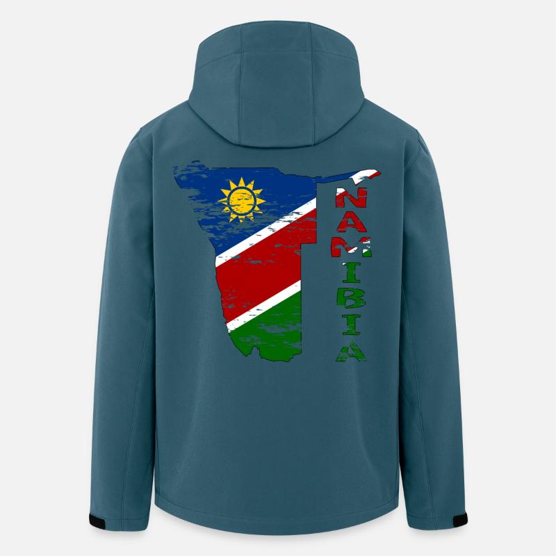 Namibie Carte Drapeau utilisé - Veste softshell homme en polyester recyclé Stanley/Stella - bleu pétrole foncé