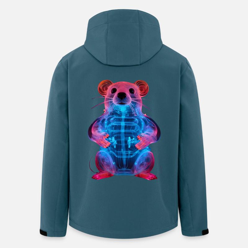 Neon-Leuchtender Ratten-Design - Recycelte Männer Softshell-Jacke von Stanley/Stella - Dunkles Petrol