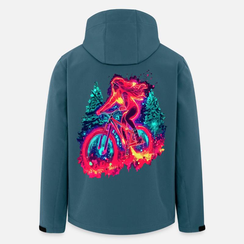 Synthwave Mountainbike Mädchen Waldfahrt - Recycelte Männer Softshell-Jacke von Stanley/Stella - Dunkles Petrol