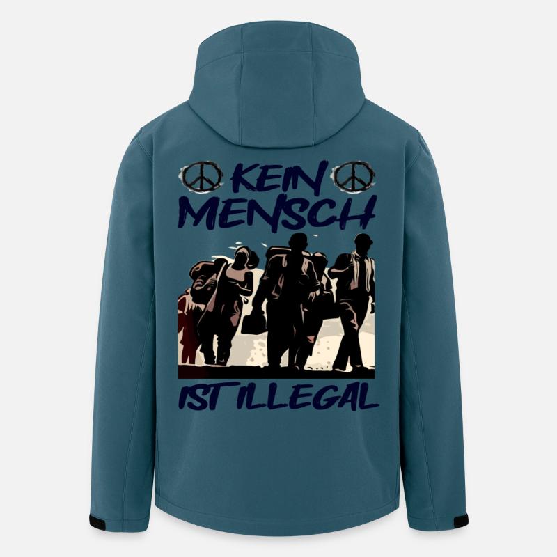 Kein Mensch ist Illegal - Recycelte Männer Softshell-Jacke von Stanley/Stella - Dunkles Petrol