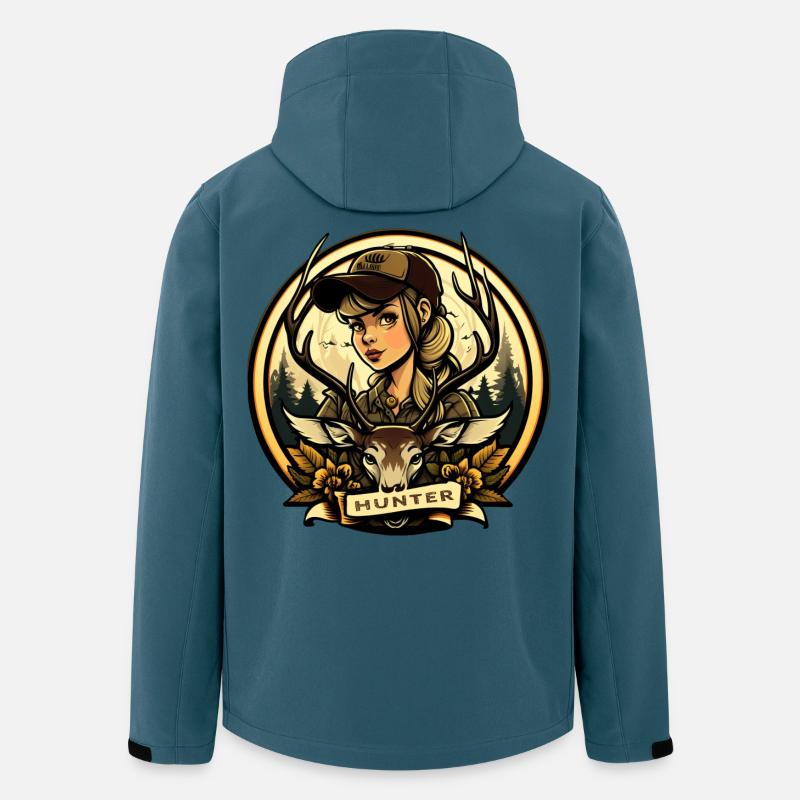 Jägerin mit Hirschkopf - Recycelte Männer Softshell-Jacke von Stanley/Stella - Dunkles Petrol