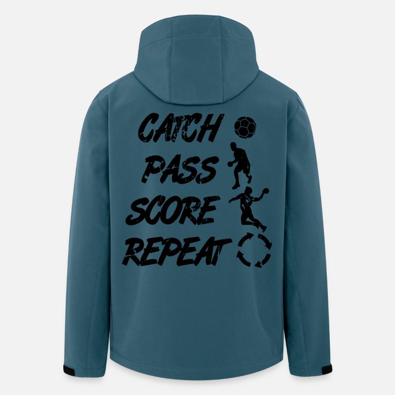 Attraper, passer, répéter, points - Veste softshell homme en polyester recyclé Stanley/Stella - bleu pétrole foncé