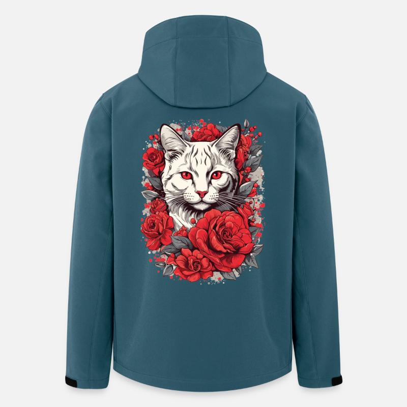 Roter Rosenkater Blick, Katze mit Rosen - Recycelte Männer Softshell-Jacke von Stanley/Stella - Dunkles Petrol