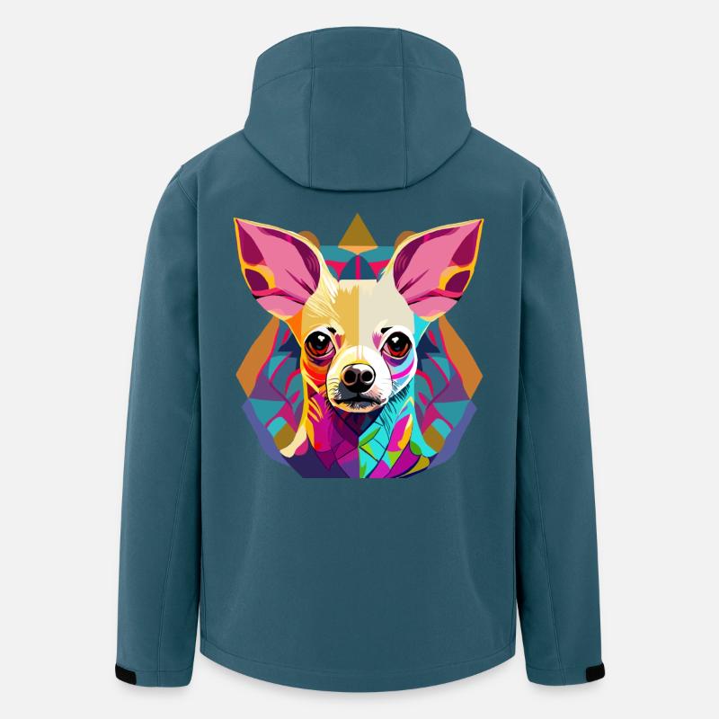 Farbenfrohe Chihuahua Illustration - Recycelte Männer Softshell-Jacke von Stanley/Stella - Dunkles Petrol