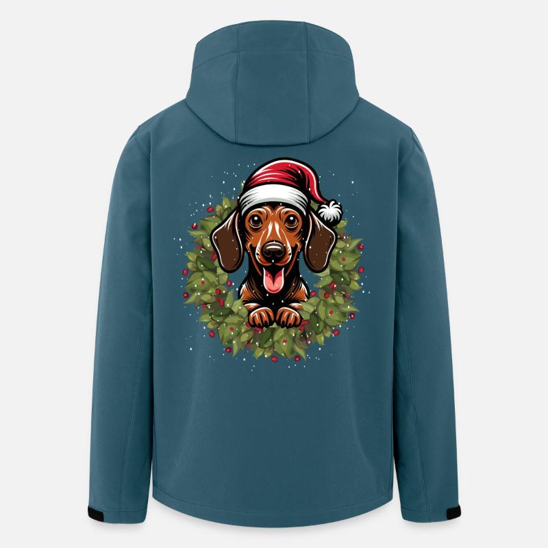 Dackel mit Weihnachtsmütze - Feiertags Shirt - Recycelte Männer Softshell-Jacke von Stanley/Stella - Dunkles Petrol