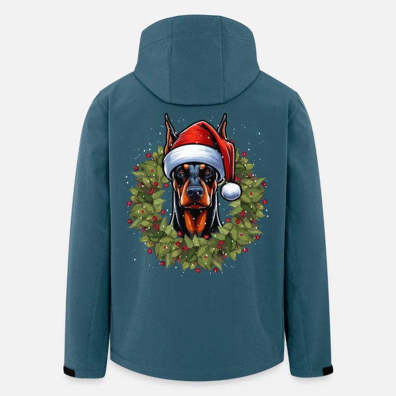 Dobermann Weihnachtshut Design - Recycelte Männer Softshell-Jacke von Stanley/Stella - Dunkles Petrol