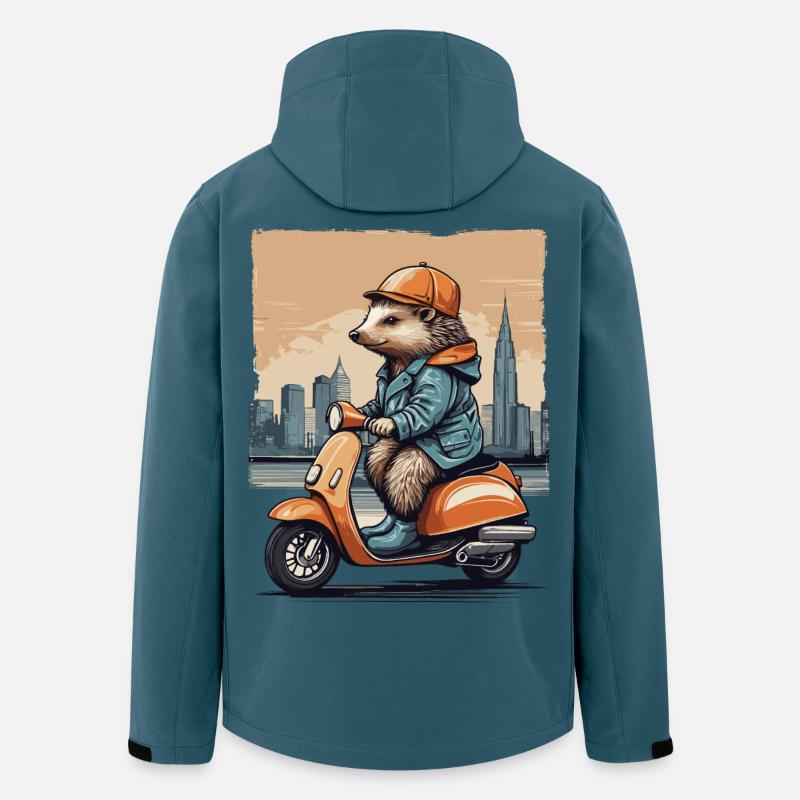 Süßer Igel auf Motorroller - Recycelte Männer Softshell-Jacke von Stanley/Stella - Dunkles Petrol