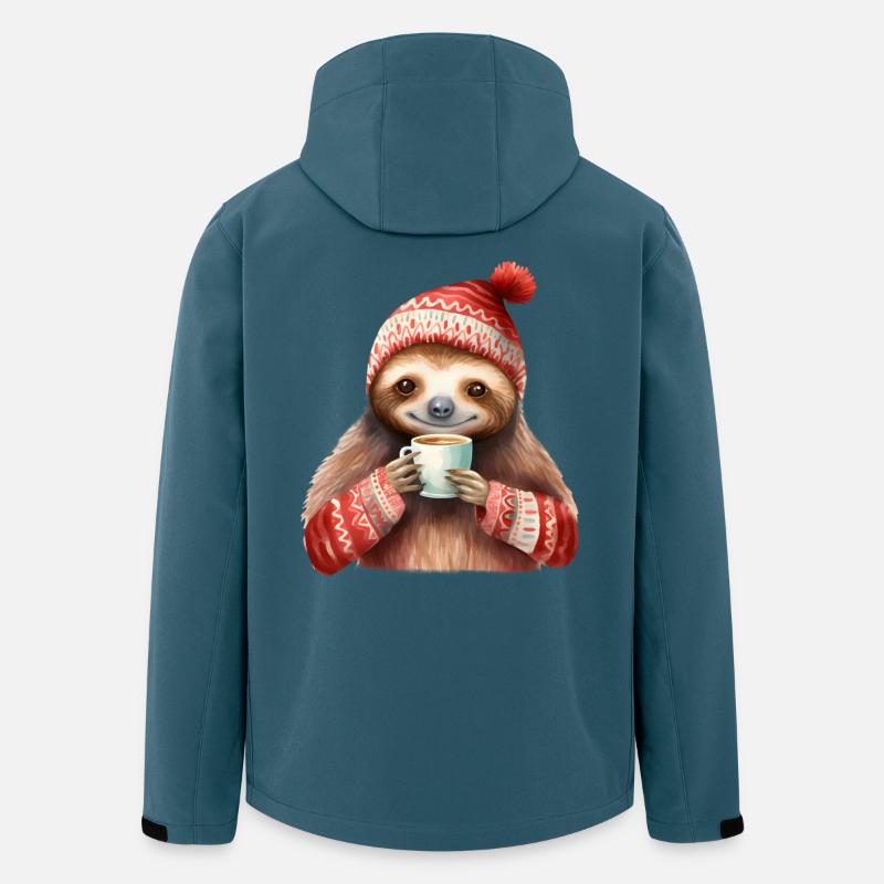 Winter-Sloth mit Kaffeebecher - Recycelte Männer Softshell-Jacke von Stanley/Stella - Dunkles Petrol
