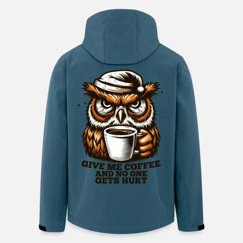 Eule Kaffee müde Geschenk - Recycelte Männer Softshell-Jacke von Stanley/Stella - Dunkles Petrol