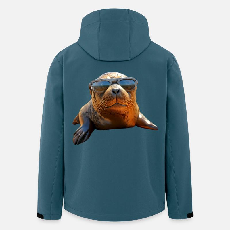 Robbe mit Sonnenbrille Seehund Walross Süße Robben - Recycelte Männer Softshell-Jacke von Stanley/Stella - Dunkles Petrol