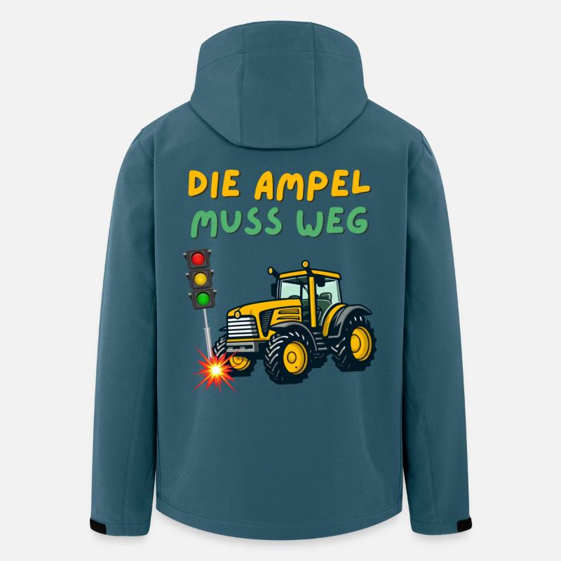Die Ampel muss weg , Tractor rammt Ampel - Recycelte Männer Softshell-Jacke von Stanley/Stella - Dunkles Petrol