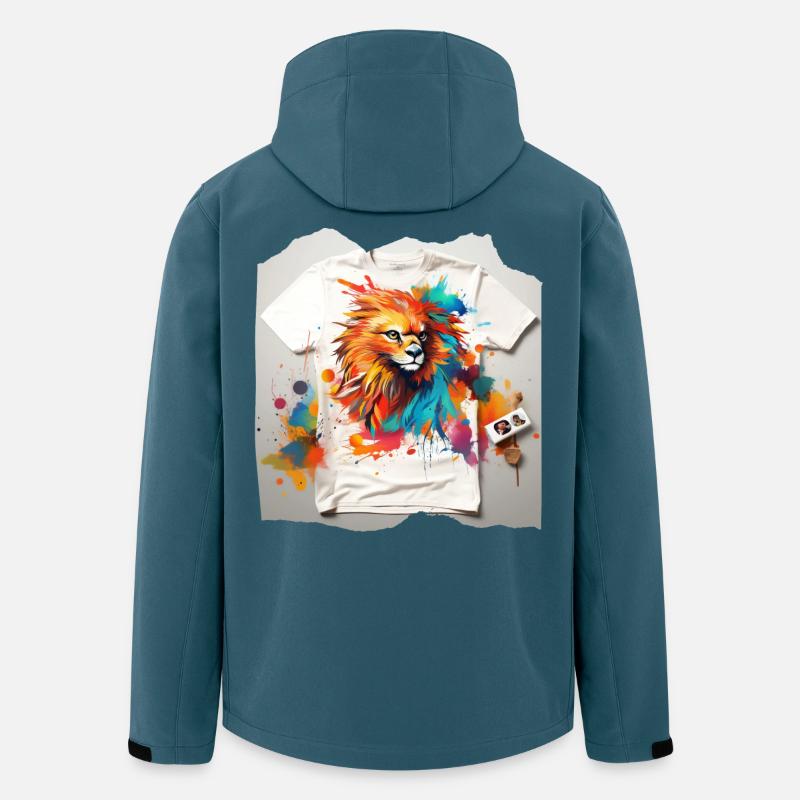 Lion peint - Veste softshell homme en polyester recyclé Stanley/Stella - bleu pétrole foncé