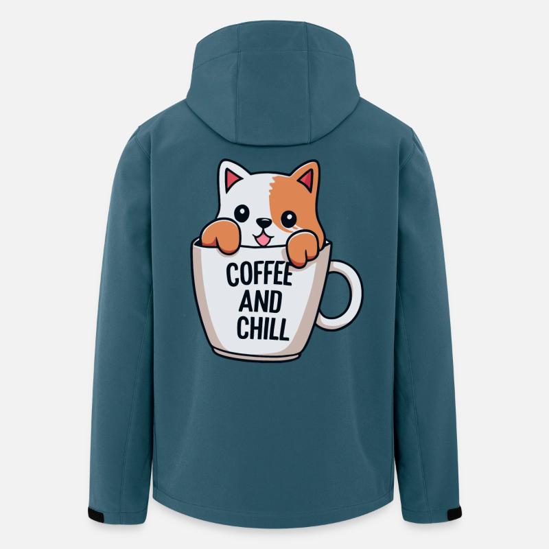 Süße Katze im Kaffeebecher-Design - Recycelte Männer Softshell-Jacke von Stanley/Stella - Dunkles Petrol