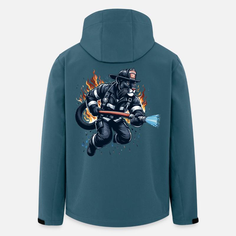 Pompier panthère Jaguar cadeau - Veste softshell homme en polyester recyclé Stanley/Stella - bleu pétrole foncé