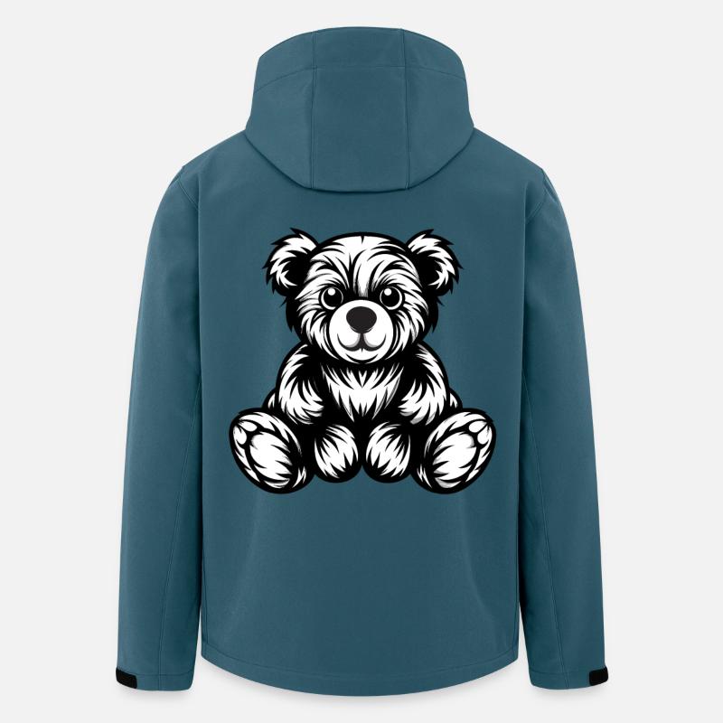 Niedliches monochromes Teddybär-Design - Recycelte Männer Softshell-Jacke von Stanley/Stella - Dunkles Petrol