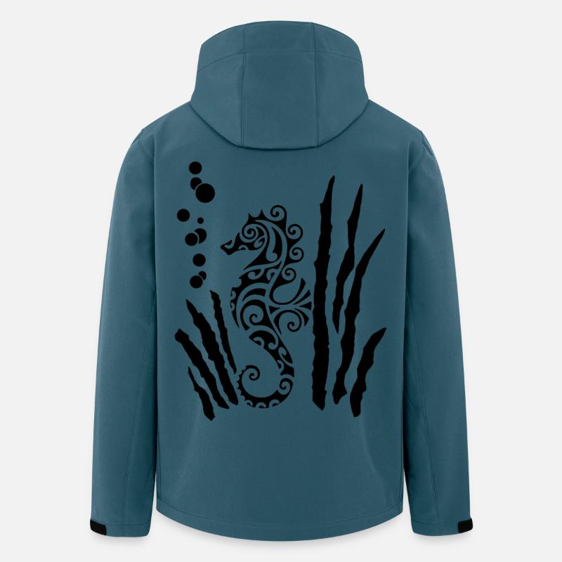 Schwarzes Stammes-Seepferdchen - Recycelte Männer Softshell-Jacke von Stanley/Stella - Dunkles Petrol