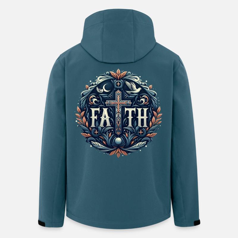 Glaube Kreuz Ornament - Recycelte Männer Softshell-Jacke von Stanley/Stella - Dunkles Petrol