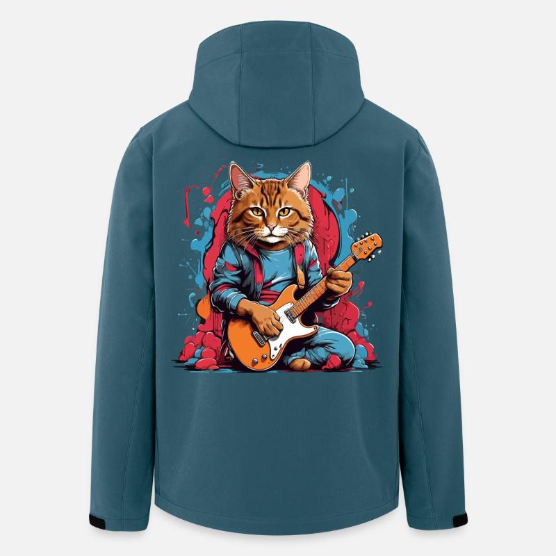 Katze mit Gitarre - Recycelte Männer Softshell-Jacke von Stanley/Stella - Dunkles Petrol