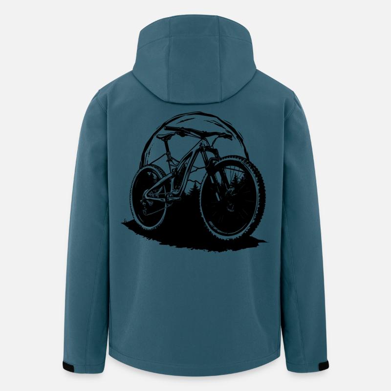 Mountainbiking Zeichnung - Recycelte Männer Softshell-Jacke von Stanley/Stella - Dunkles Petrol