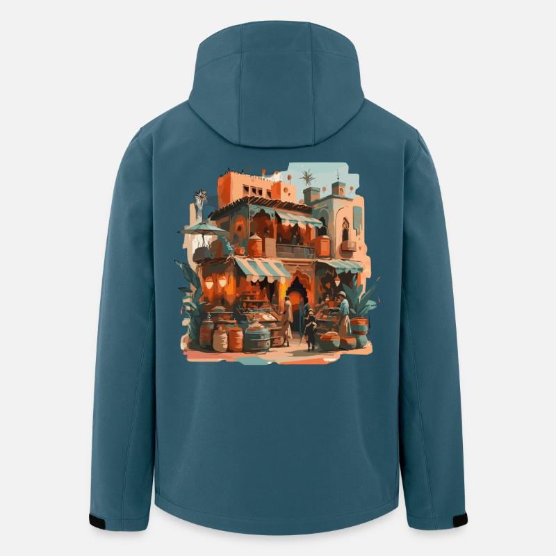 Atmosphärisches marokkanisches Markthaus - Recycelte Männer Softshell-Jacke von Stanley/Stella - Dunkles Petrol