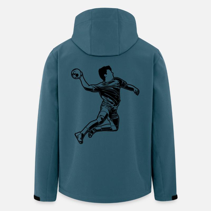 Graphismes de joueurs de handball - Veste softshell homme en polyester recyclé Stanley/Stella - bleu pétrole foncé