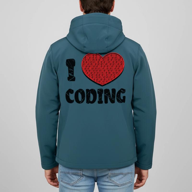 Code Developer Scripting Debug Heart Statement Men’s Recycled Softshell Jacket Discoverer by Stanley/Stella
