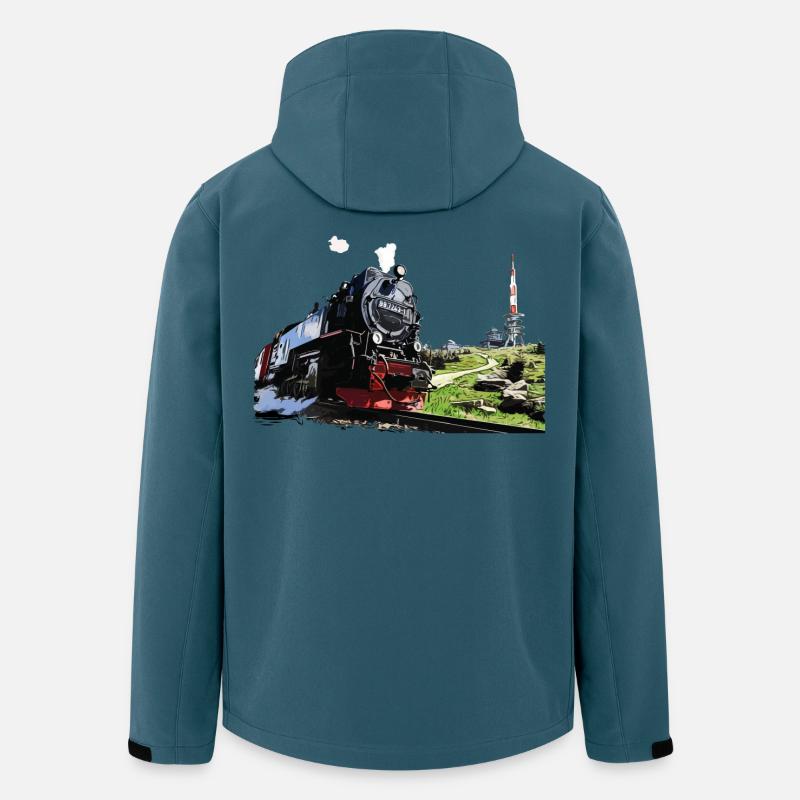 Dampflok am Brocken im Harz - Recycelte Männer Softshell-Jacke von Stanley/Stella - Dunkles Petrol