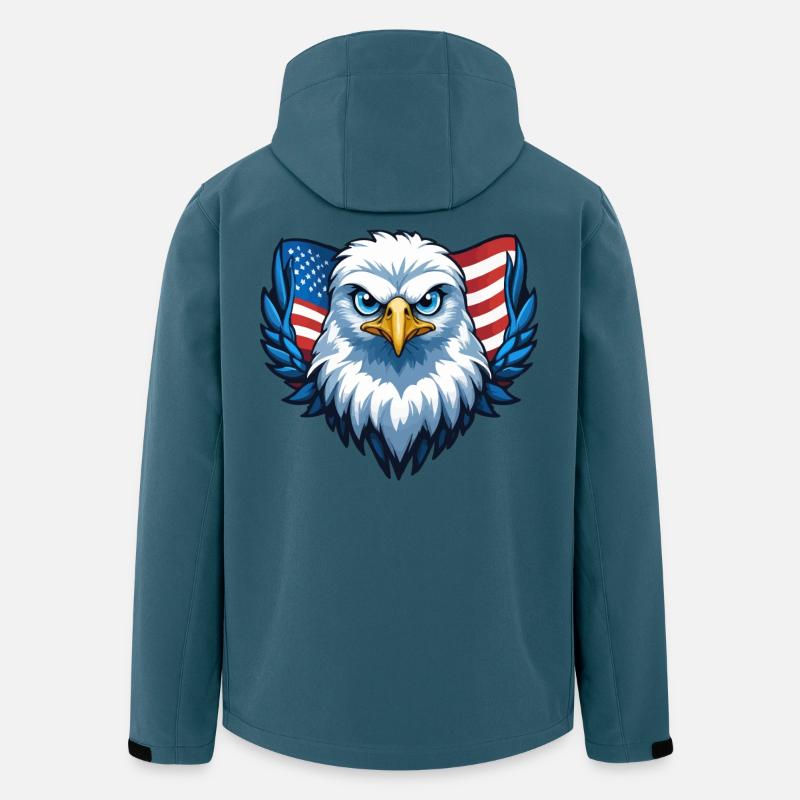 Drapeau des États-Unis Eagle Wings - Veste softshell homme en polyester recyclé Stanley/Stella - bleu pétrole foncé