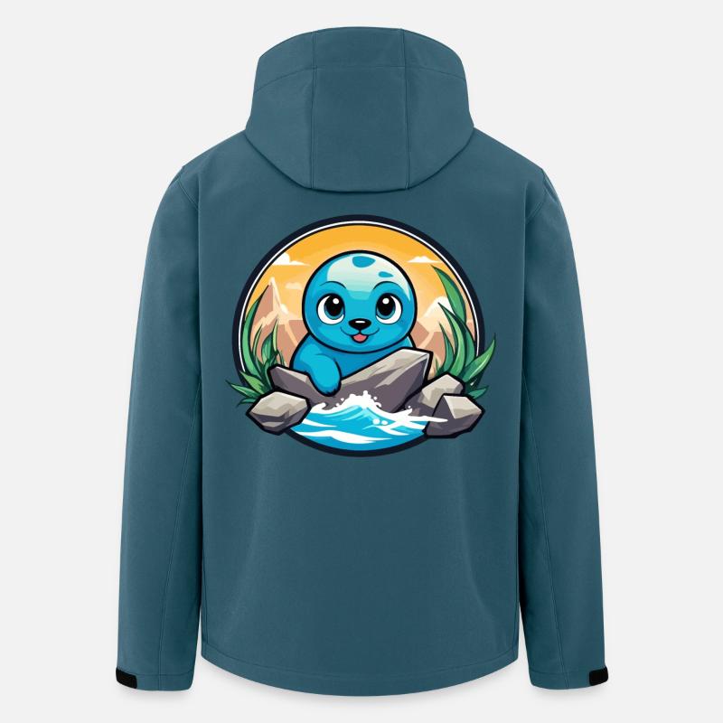 Kleine Robbe an Felsen - Recycelte Männer Softshell-Jacke von Stanley/Stella - Dunkles Petrol