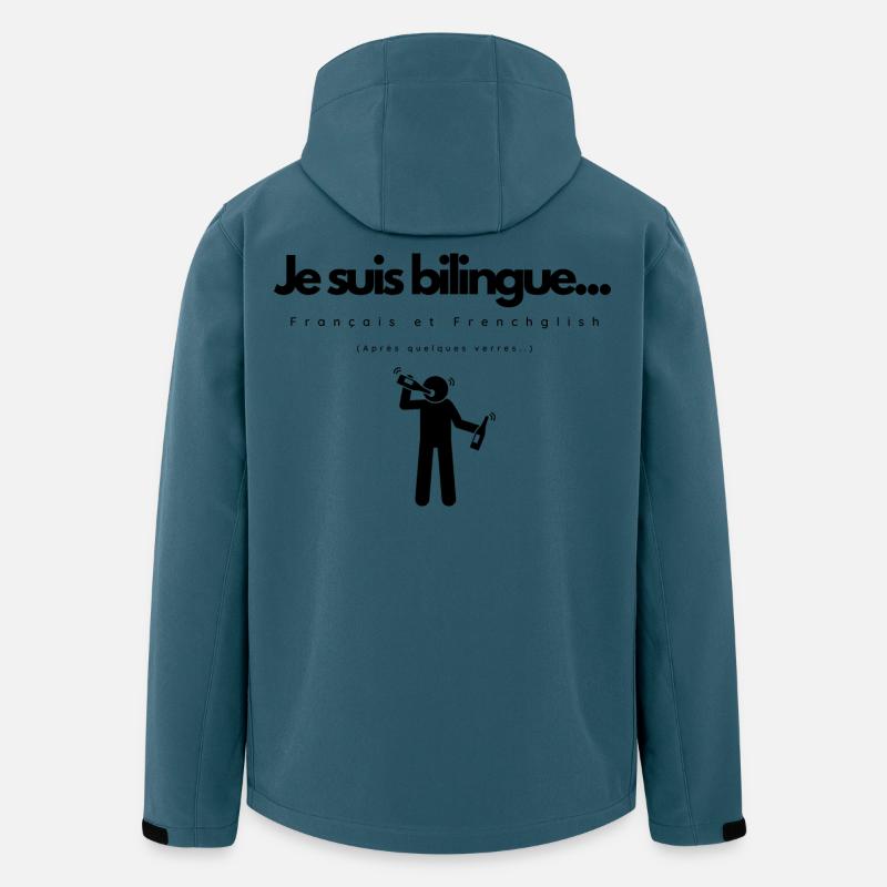Je suis Bilingue - Veste softshell homme en polyester recyclé Stanley/Stella - bleu pétrole foncé