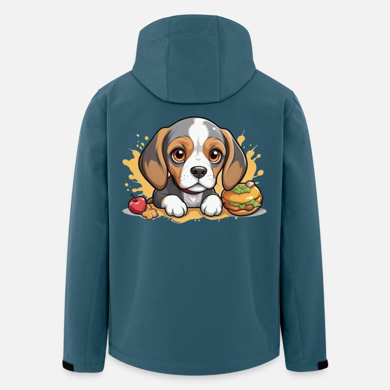 Kleiner Beagle Welpe mit Apfel und Burger - Recycelte Männer Softshell-Jacke von Stanley/Stella - Dunkles Petrol