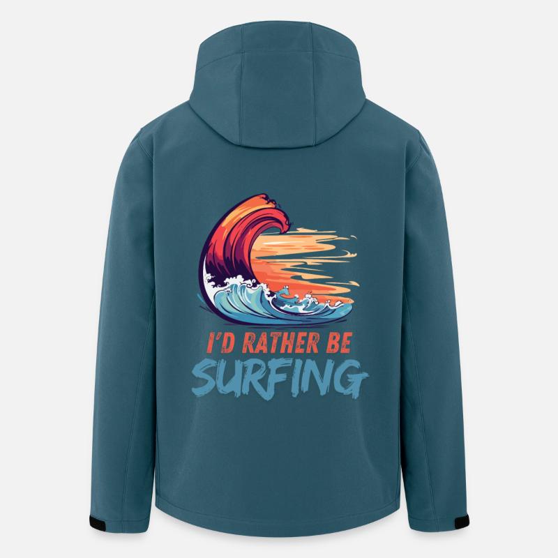 I'd Rather Be Surfing Wave Artwork - Men’s Recycled Softshell Jacket by Stanley/Stella - stargazer