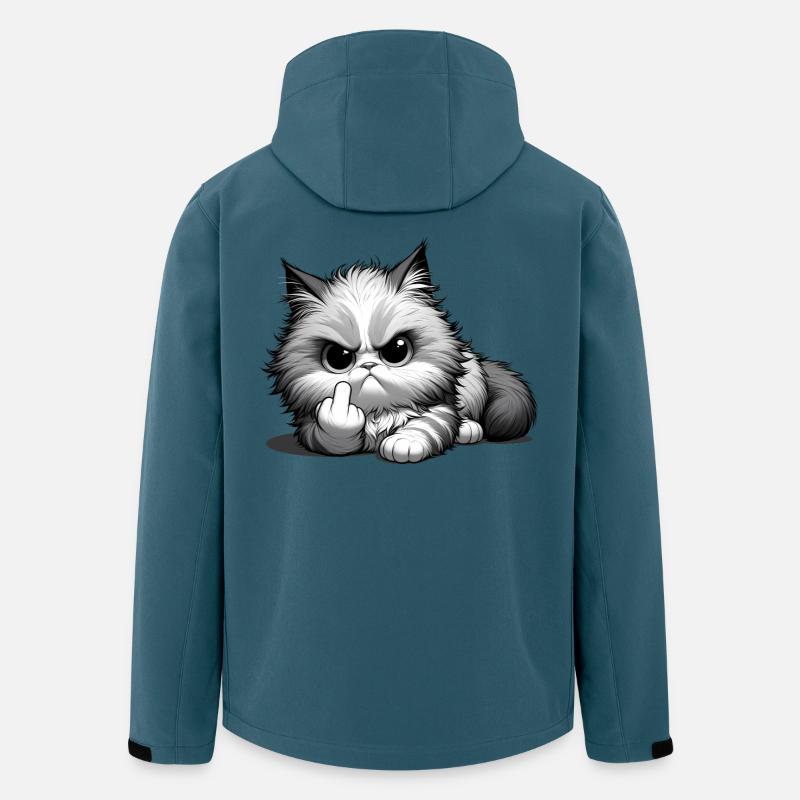 Grumpy Katze mit frechem Mittelfinger - Recycelte Männer Softshell-Jacke von Stanley/Stella - Dunkles Petrol