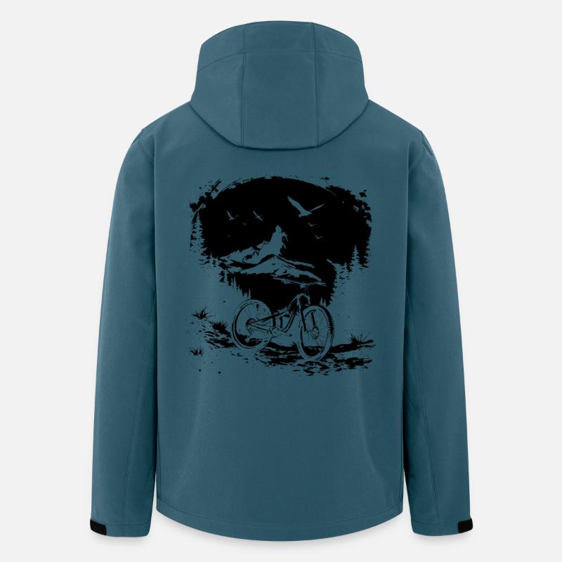 Mountainbiking Skizze - Recycelte Männer Softshell-Jacke von Stanley/Stella - Dunkles Petrol