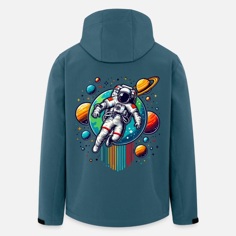 Astronautes rétro Space Planet Design - Veste softshell homme en polyester recyclé Stanley/Stella - bleu pétrole foncé