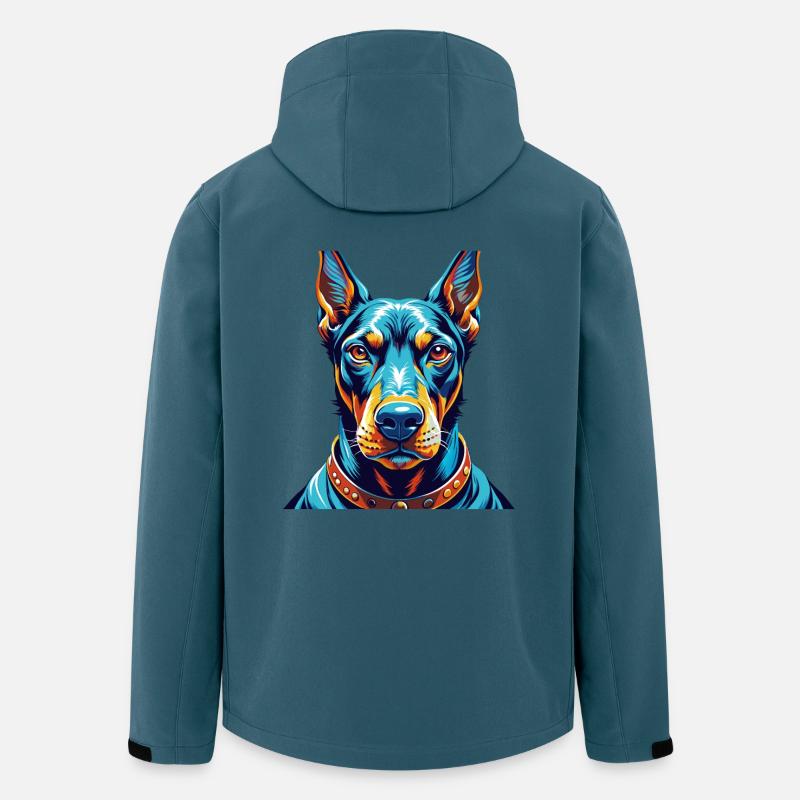 Dobermann Hunderasse Bunte Karikatur Kawaii - Recycelte Männer Softshell-Jacke von Stanley/Stella - Dunkles Petrol