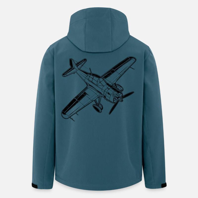 Propellerflugzeug Skizze - Recycelte Männer Softshell-Jacke von Stanley/Stella - Dunkles Petrol