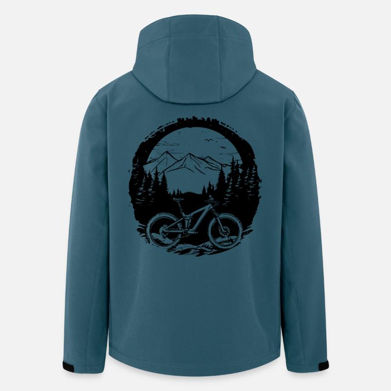 Mountainbiker Zeichnung - Recycelte Männer Softshell-Jacke von Stanley/Stella - Dunkles Petrol