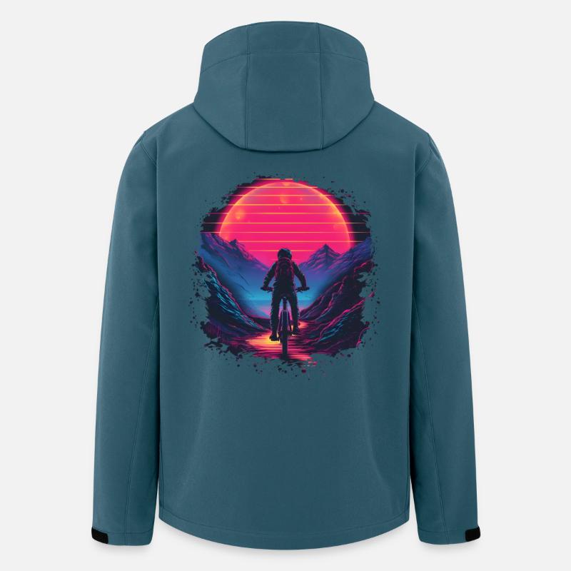 Mountainbiking Synthwave - Recycelte Männer Softshell-Jacke von Stanley/Stella - Dunkles Petrol
