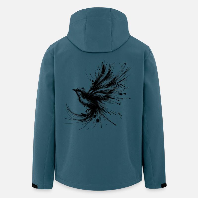 Schwarzer Vogel im InkArt-Stil - Recycelte Männer Softshell-Jacke von Stanley/Stella - Dunkles Petrol