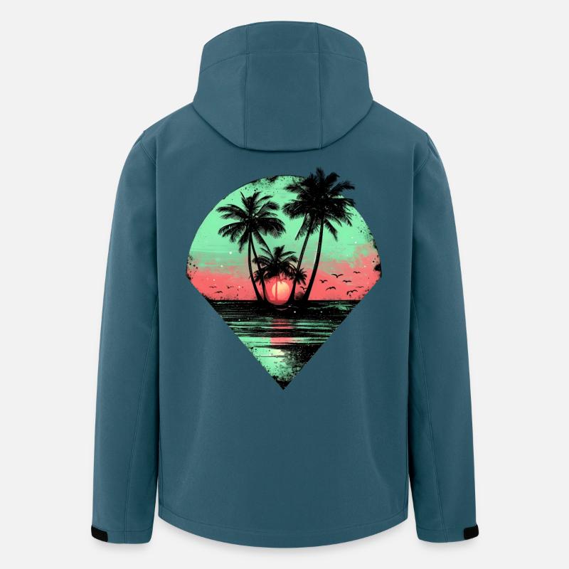 Synthwave Retro Palmen Sunset Vaporwave 80er 90er - Recycelte Männer Softshell-Jacke von Stanley/Stella - Dunkles Petrol