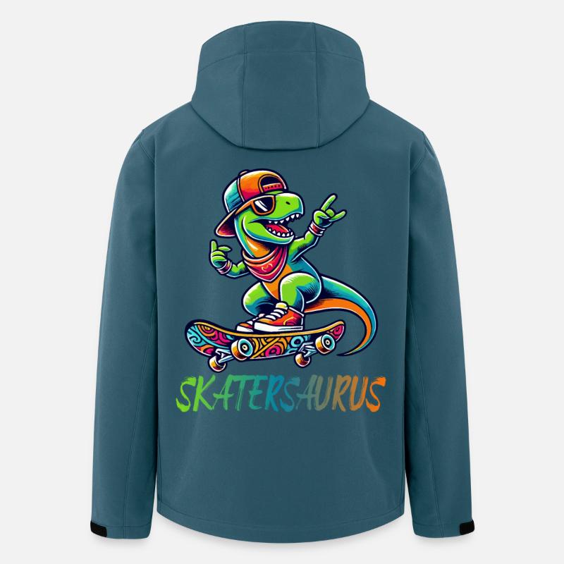 Skatersaurus Dinosaurier Retro Skateboarding Design - Recycelte Männer Softshell-Jacke von Stanley/Stella - Dunkles Petrol