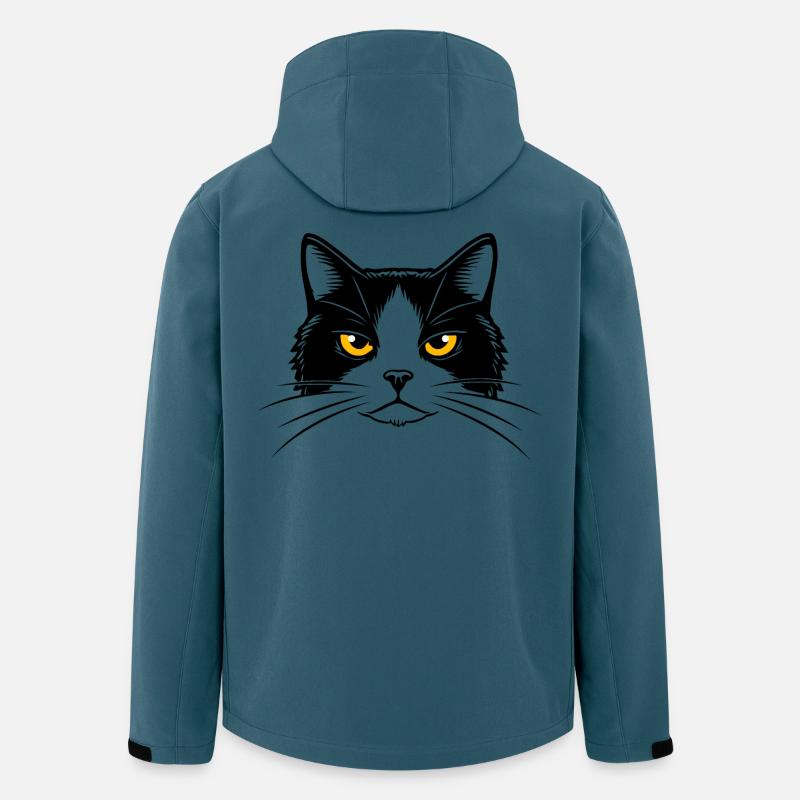 Illustration d’une tête de chat. - Veste softshell homme en polyester recyclé Stanley/Stella - bleu pétrole foncé