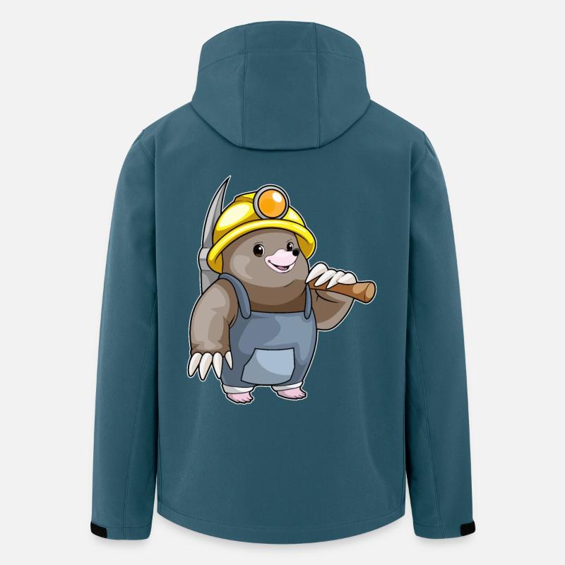 Maulwurf Bergarbeiter Spitzhacke Bergbau - Recycelte Männer Softshell-Jacke von Stanley/Stella - Dunkles Petrol