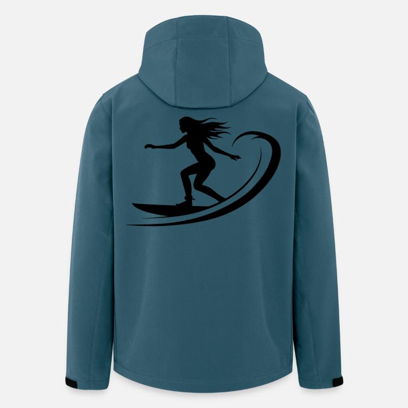 Surfen Mädchen Zeichnung - Recycelte Männer Softshell-Jacke von Stanley/Stella - Dunkles Petrol