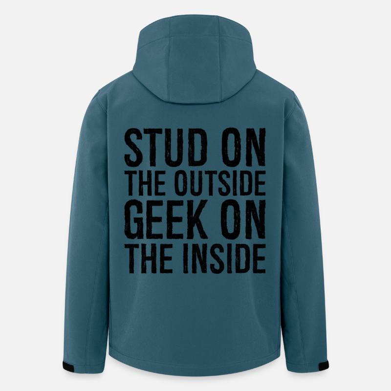 Ohrstecker außen, Geek auf der Innenseite - Recycelte Männer Softshell-Jacke von Stanley/Stella - Dunkles Petrol