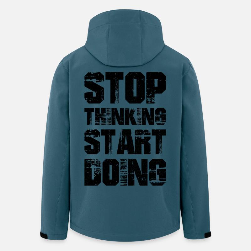 stop thinking start doing - Veste softshell homme en polyester recyclé Stanley/Stella - bleu pétrole foncé
