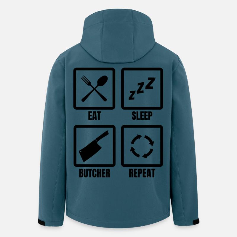 Routine quotidienne du boucher - Veste softshell homme en polyester recyclé Stanley/Stella - bleu pétrole foncé